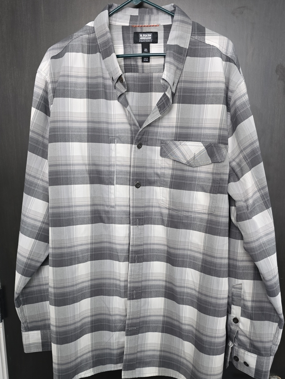 AKHG Alaskan Hard Gear Men's 2XL Tall Plaid Performance LS Shirt Untucked